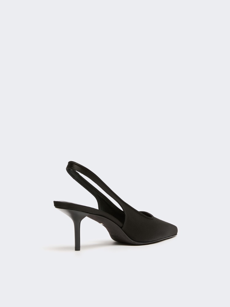 Viscose and silk satin slingbacks - BLACK - Max Mara - 3