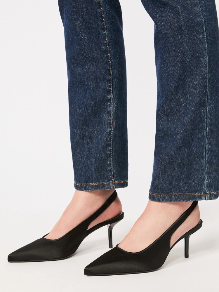Viscose and silk satin slingbacks - BLACK