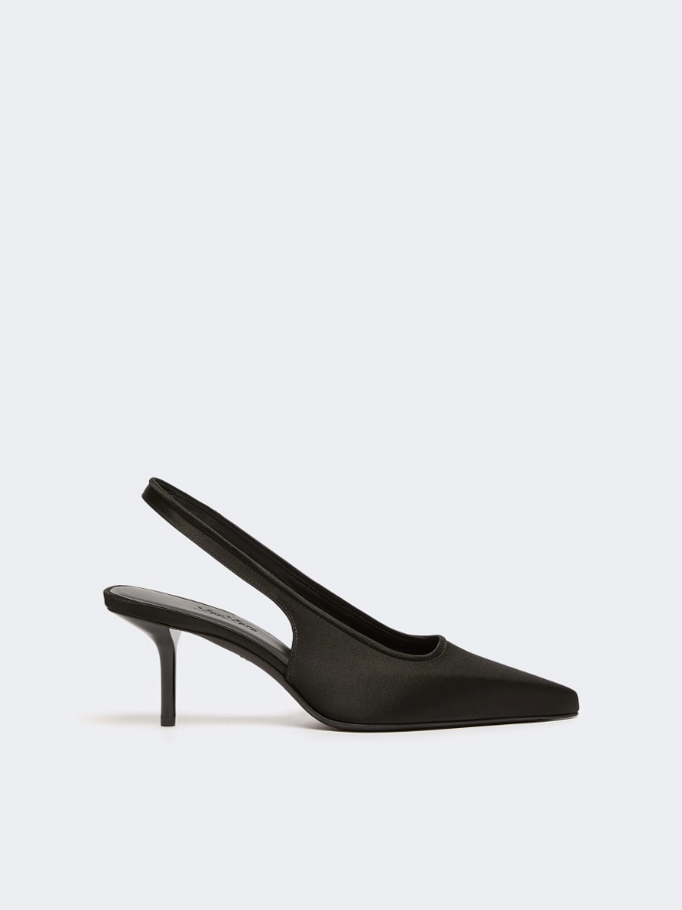 Viscose and silk satin slingbacks - BLACK