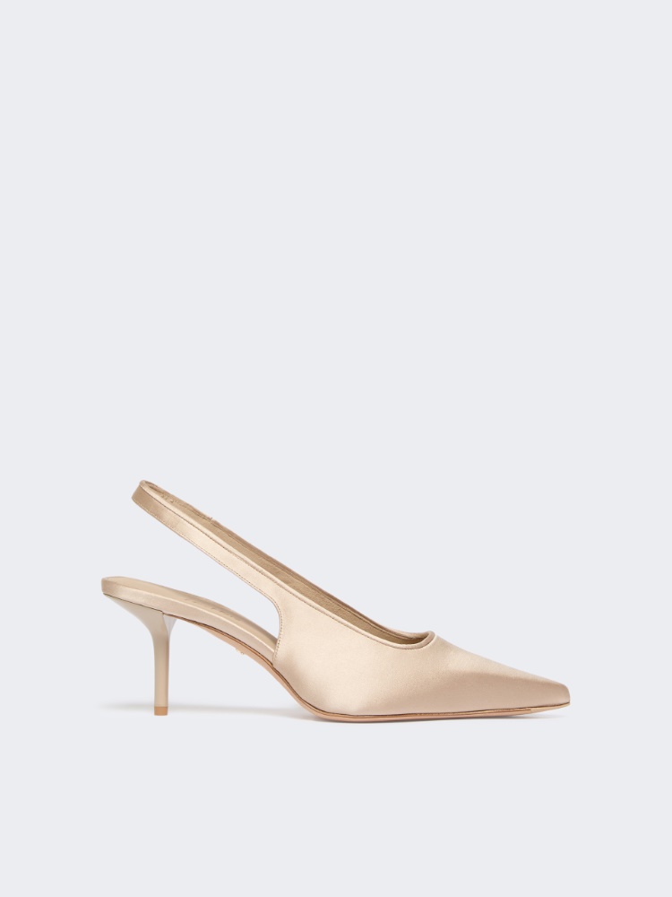 Viscose and silk satin slingbacks - POWDER