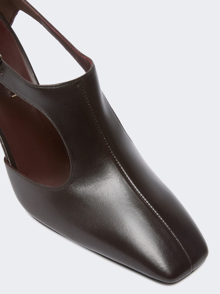 Nappa leather cut-out brogues - DARK BROWN - Max Mara - 3