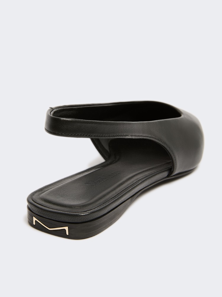 Nappa leather flat slingbacks - BLACK - 4
