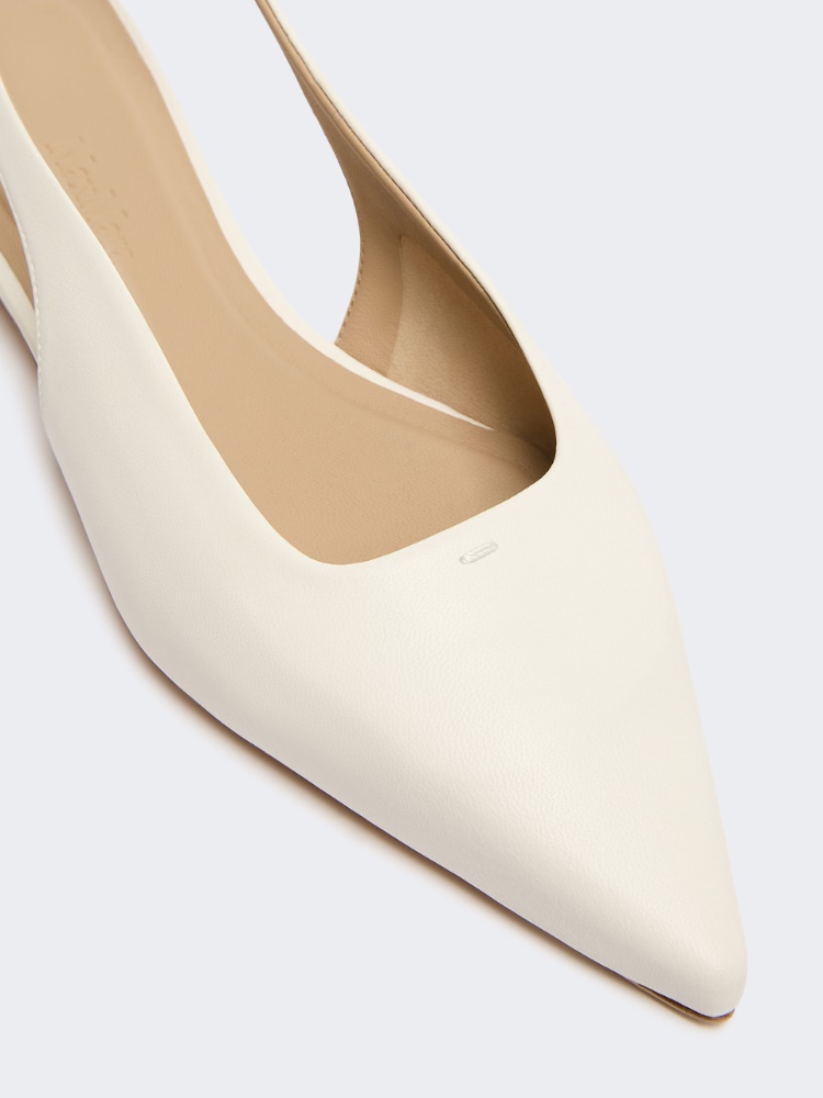 Nappa leather flat slingbacks - IVORY - 3