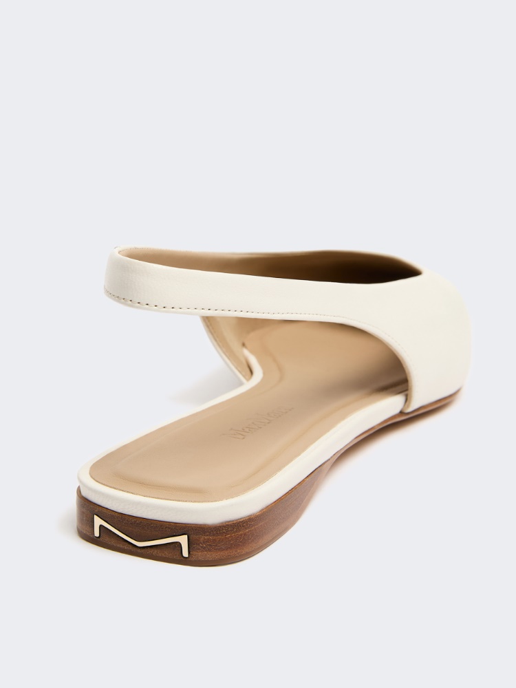 Nappa leather flat slingbacks - IVORY - 4