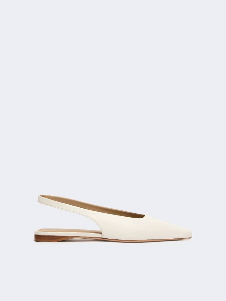 Nappa leather flat slingbacks - IVORY