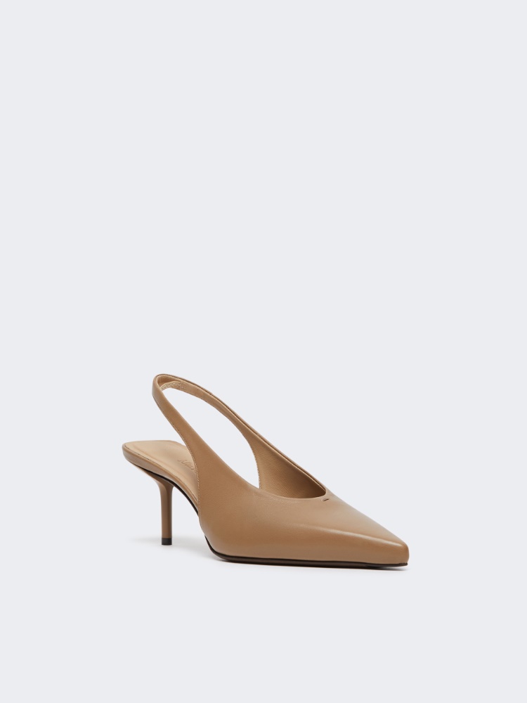Nappa leather slingbacks - MUD - 2