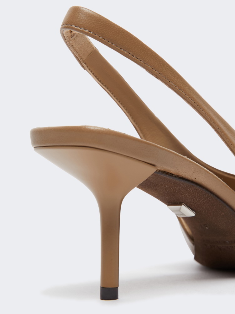 Nappa leather slingbacks - MUD - 4