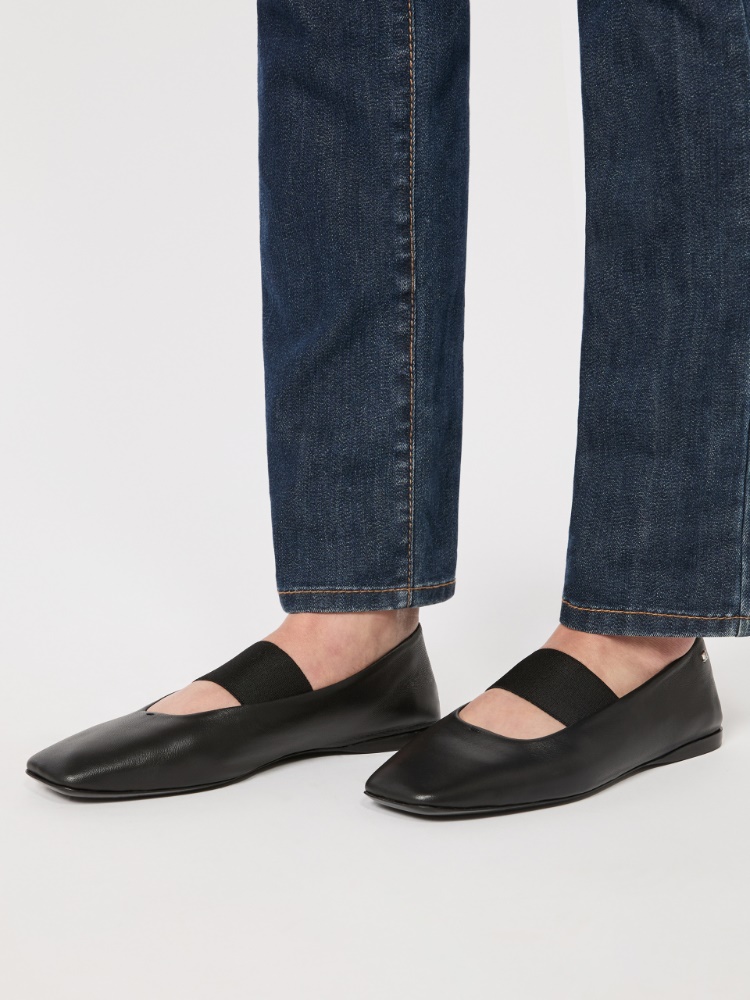 Nappa leather ballet flats - BLACK