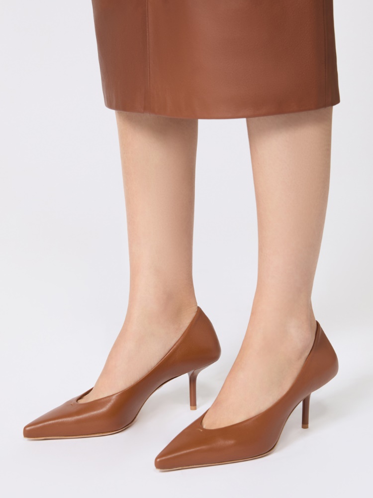 Nappa leather court shoes - TOBACCO
