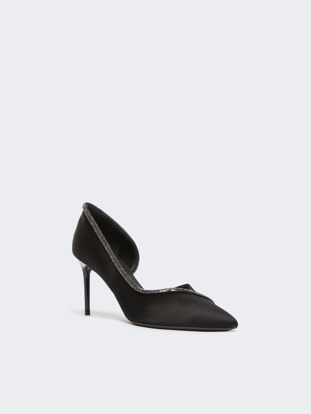 Crystal-adorned satin court shoes - BLACK - 2
