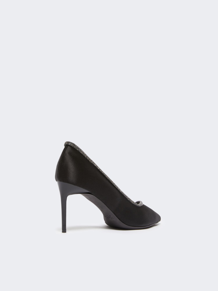 Crystal-adorned satin court shoes - BLACK - Max Mara - 3
