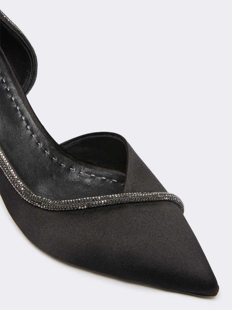 Crystal-adorned satin court shoes - BLACK - 3