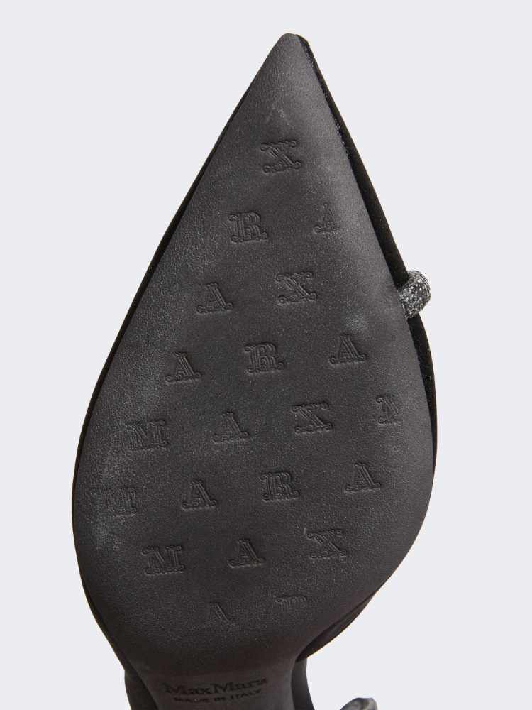 Crystal-adorned satin court shoes - BLACK - 4