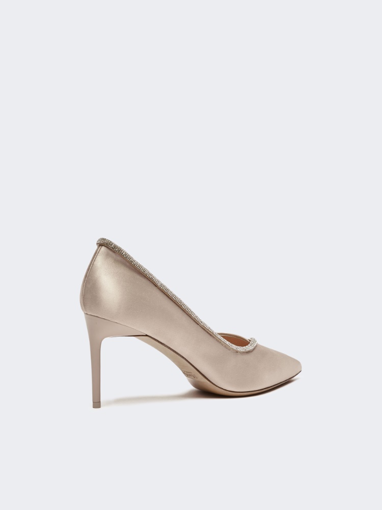 Crystal-adorned satin court shoes - BEIGE - Max Mara - 3