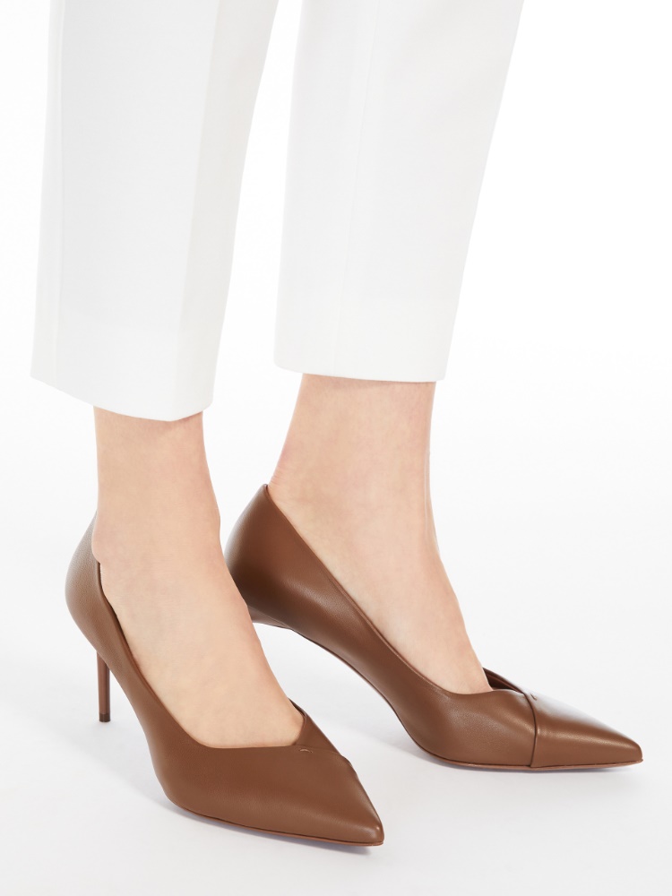 Nappa leather court shoes - TOBACCO