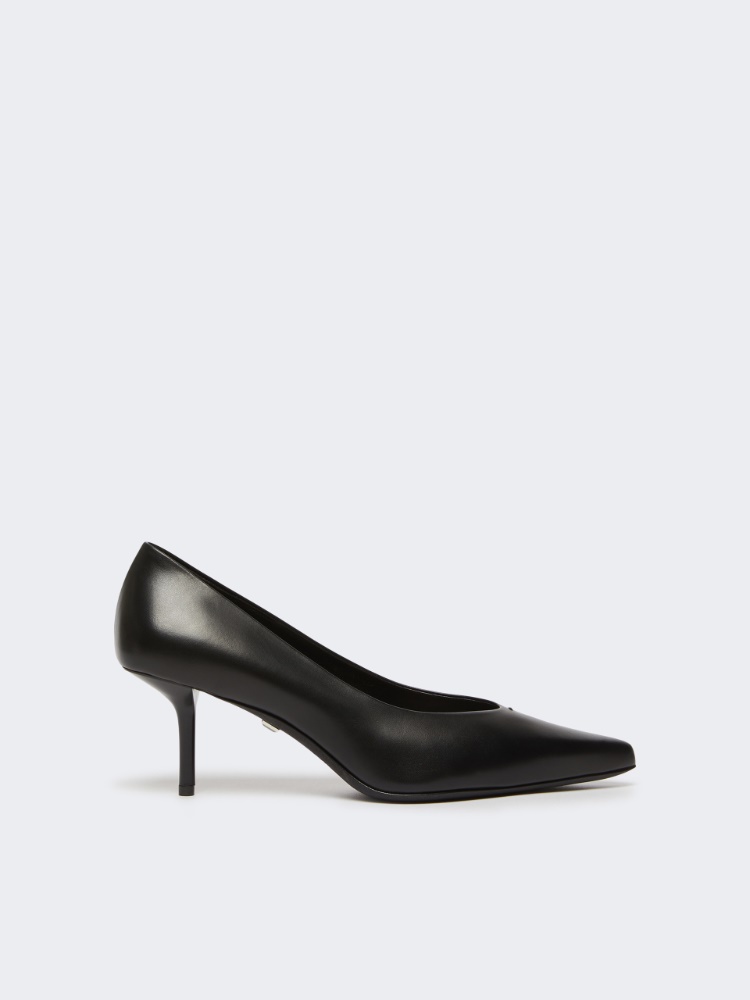 Smooth leather court shoes - BLACK