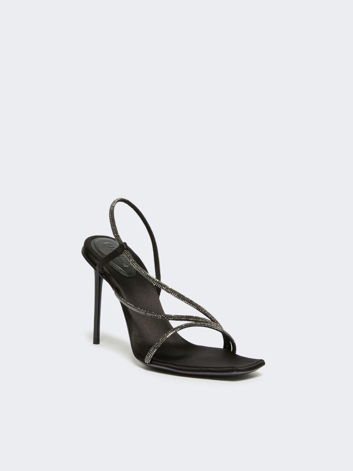 Satin and crystal sandals - BLACK - 2