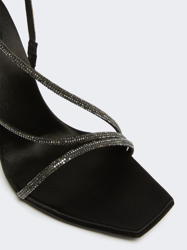 Satin and crystal sandals - BLACK - 3