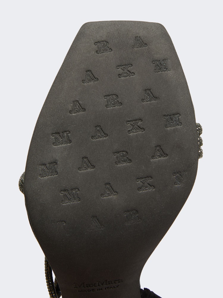 Satin and crystal sandals - BLACK - 4