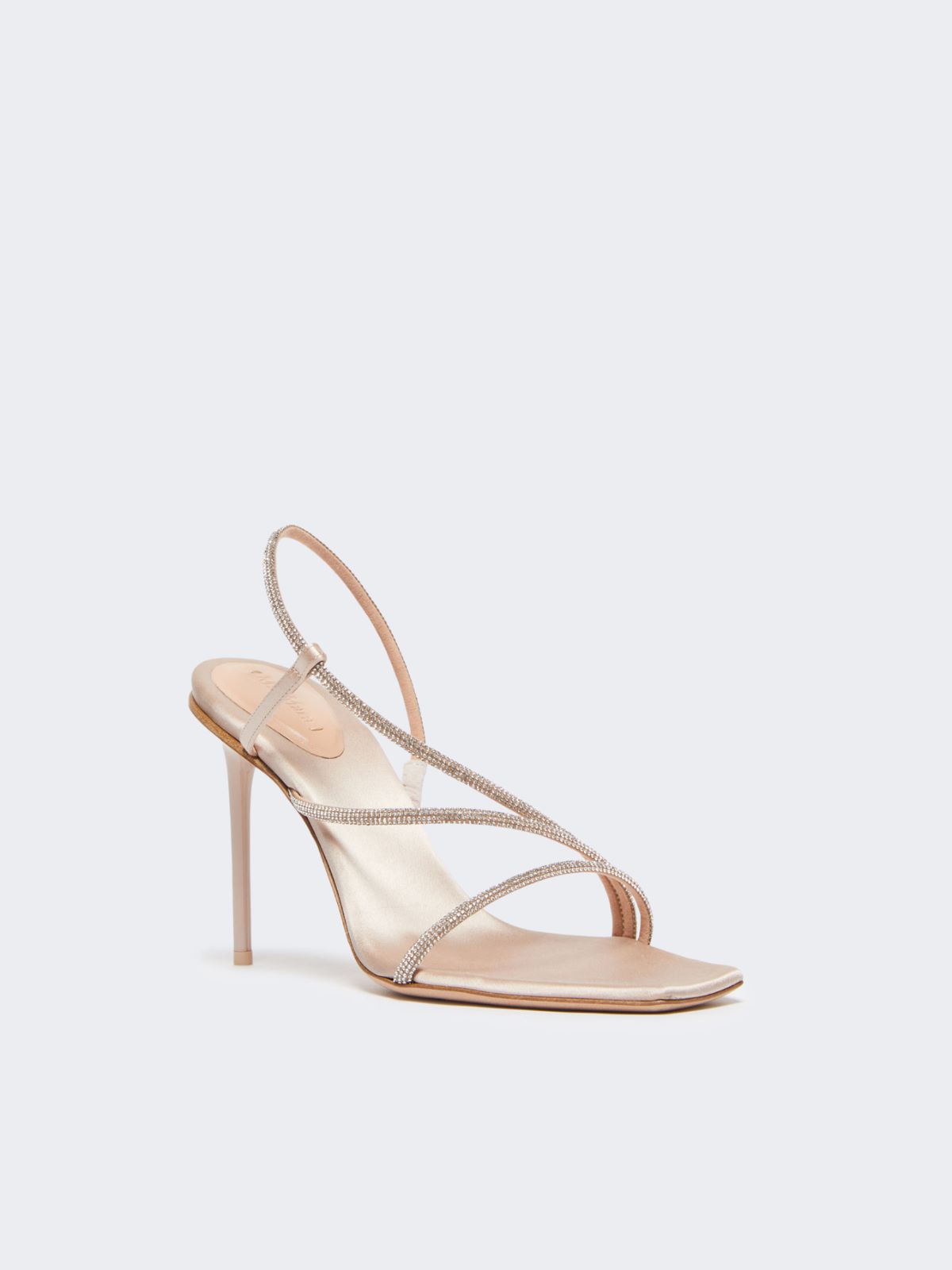 Satin and crystal sandals - BEIGE - 2