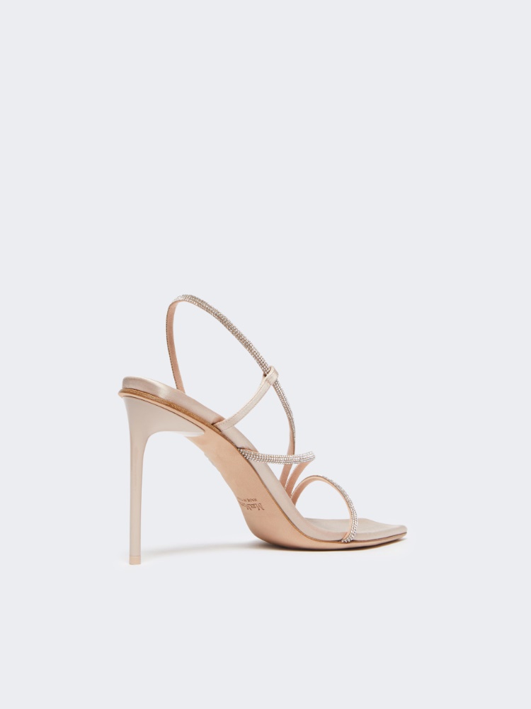 Satin and crystal sandals - BEIGE - Max Mara - 3