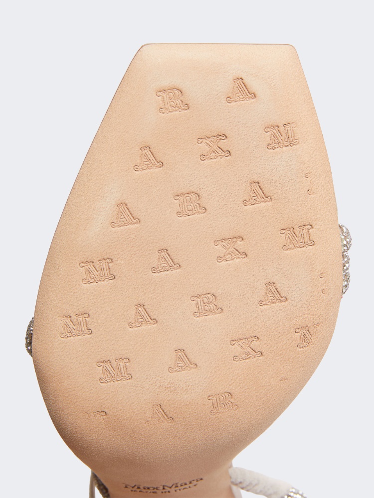 Satin and crystal sandals - BEIGE - 4