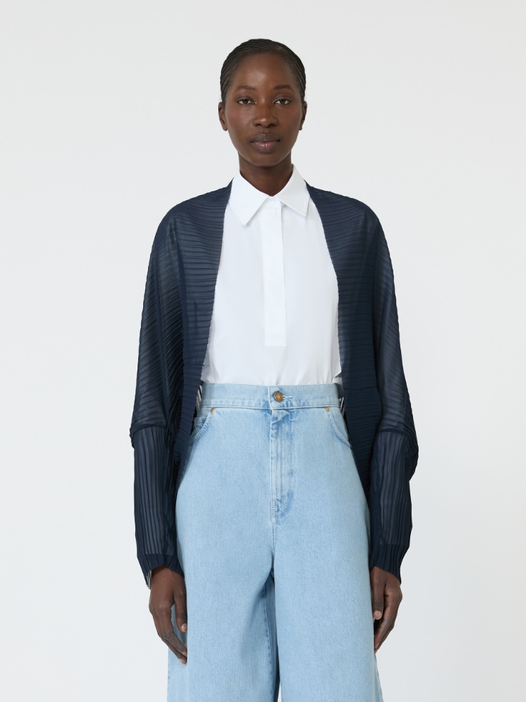 Pleated fabric shrug - MIDNIGHTBLUE - 2