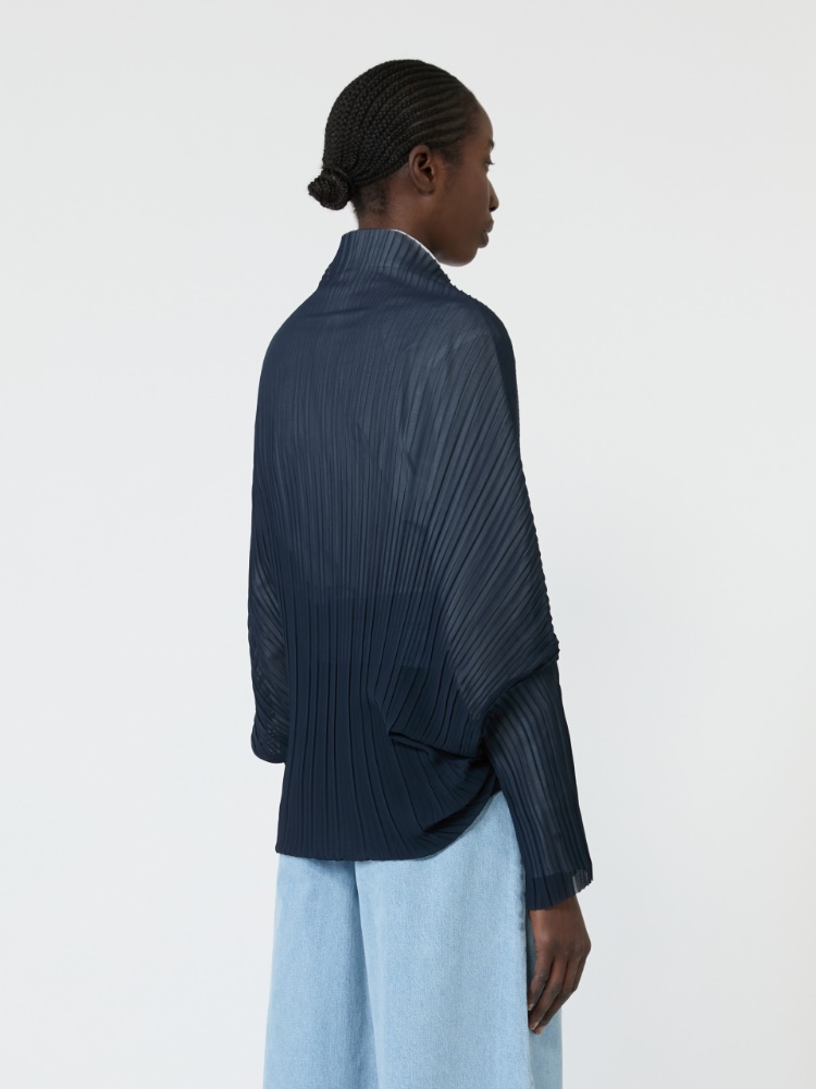 Pleated fabric shrug - MIDNIGHTBLUE - 3