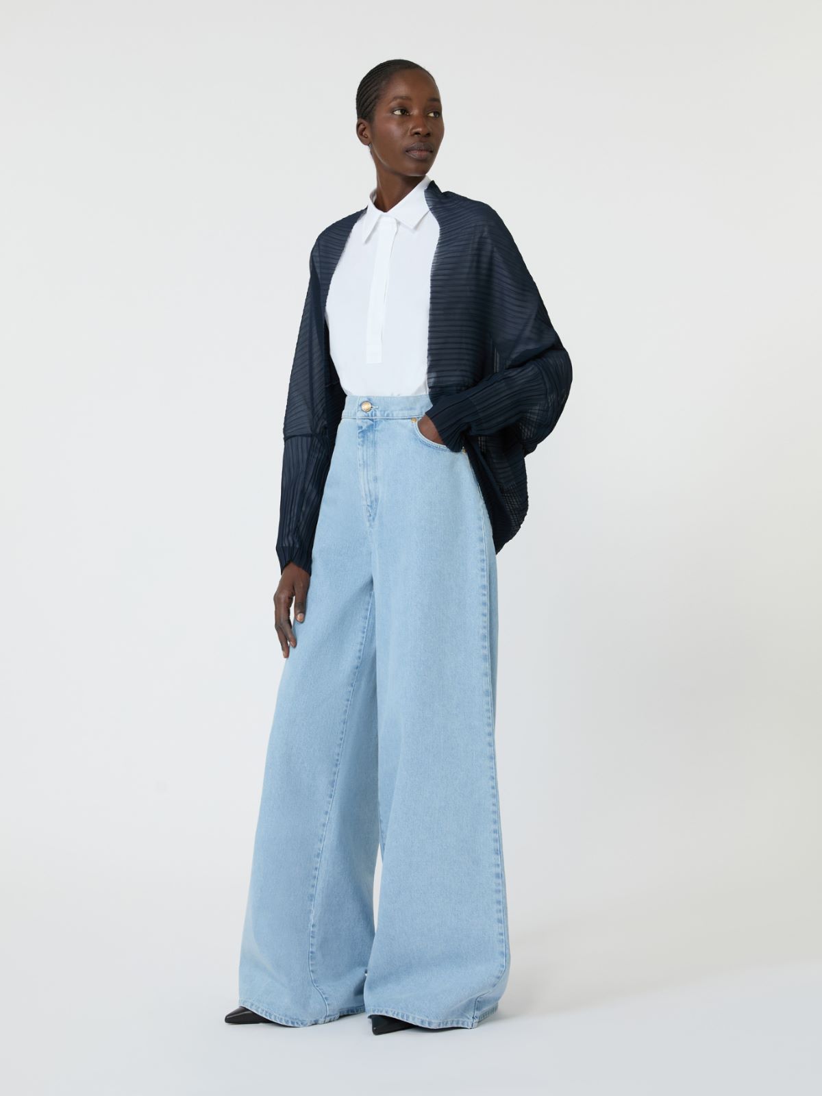Pleated fabric shrug - MIDNIGHTBLUE
