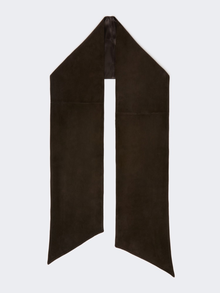 Suede scarf - DARK BROWN