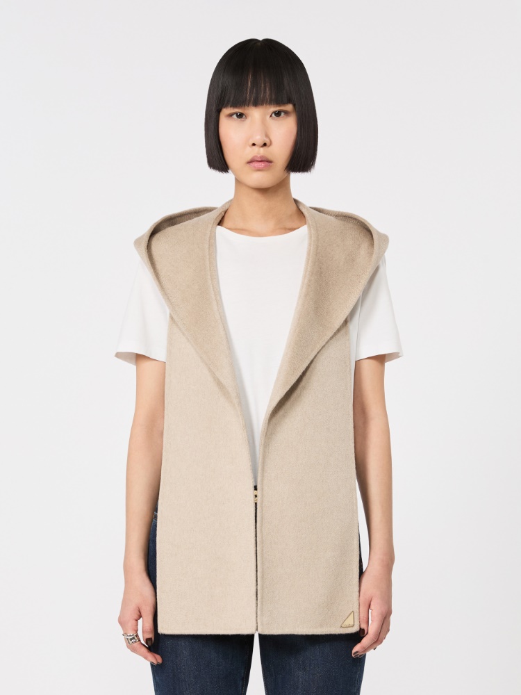 Double cashmere broadcloth stole - SAND - 2
