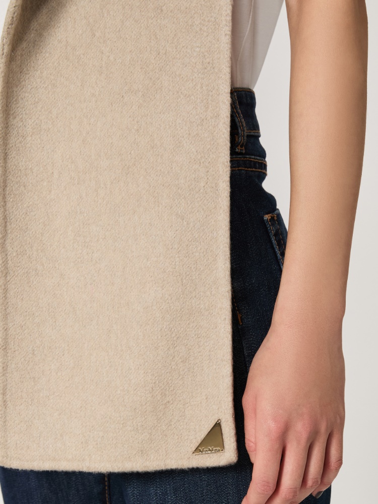 Double cashmere broadcloth stole - SAND - 4