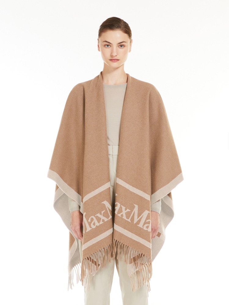 Jacquard wool poncho - CAMEL - 2