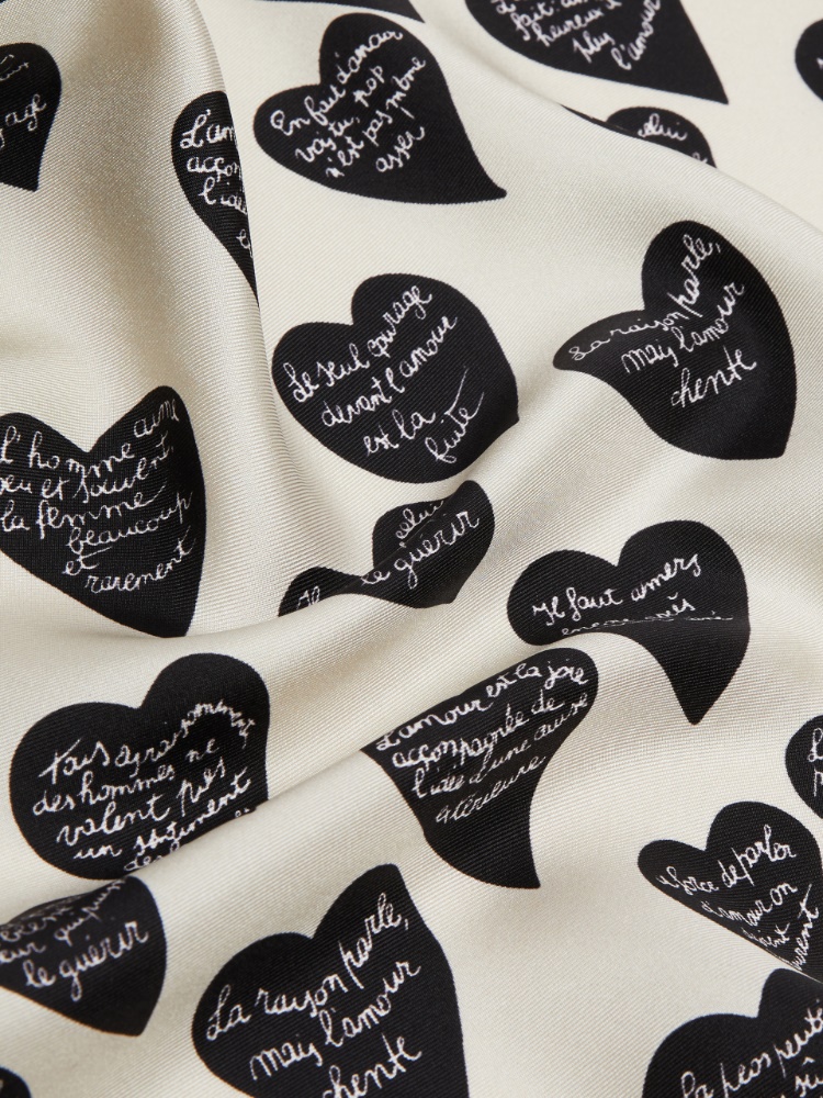 Printed silk twill scarf - TOBACCO - 3