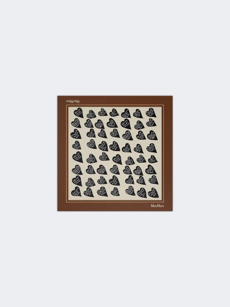 Printed silk twill scarf - TOBACCO
