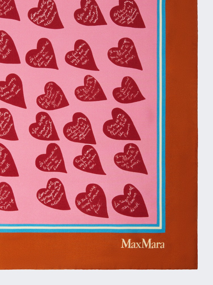 Printed silk twill scarf - ORANGE - 2