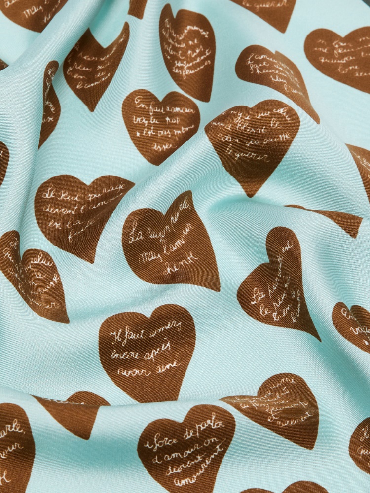 Printed silk twill scarf - LIGHT BLUE - 3