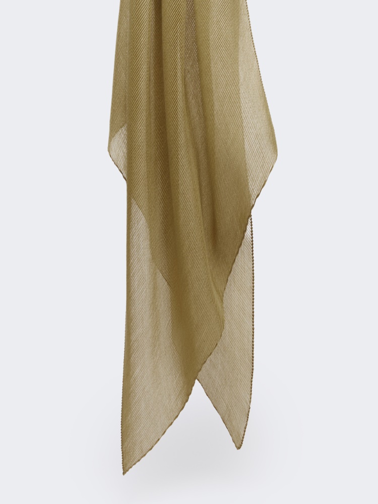 Pleated cashmere and silk stole - CAMEL