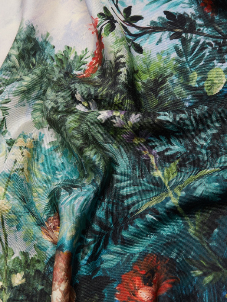 Printed silk foulard - GREEN - 3