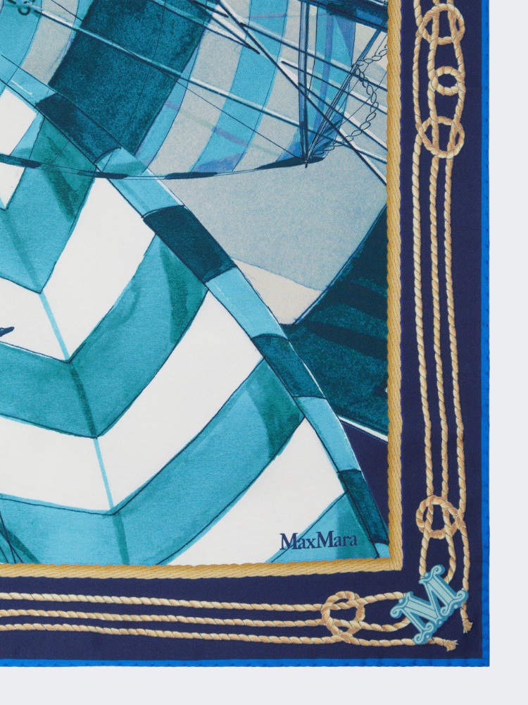 Printed silk foulard - SKY BLUE - 2