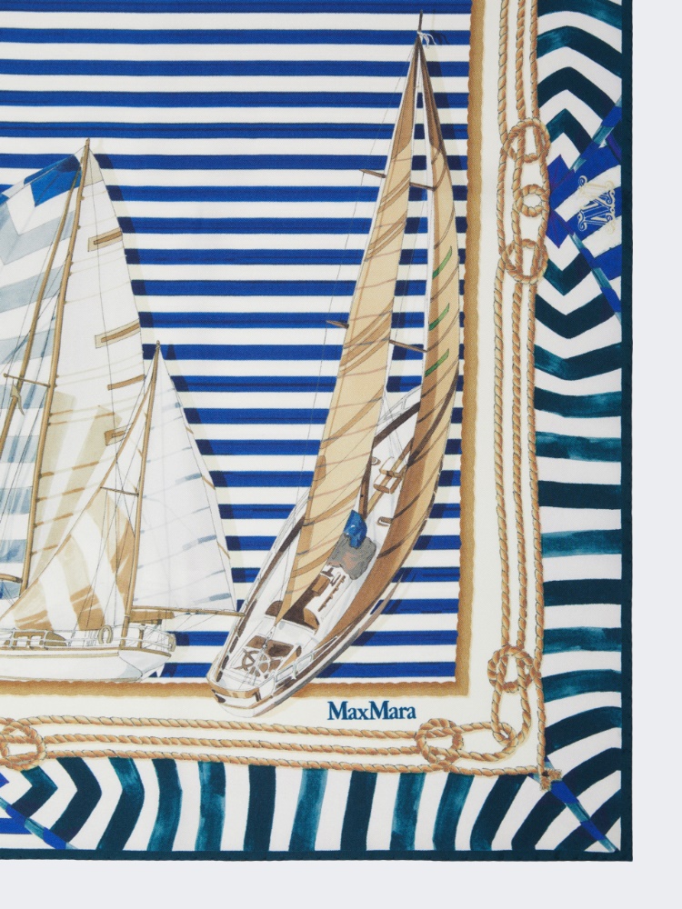 Printed silk foulard - ULTRAMARINE - 2