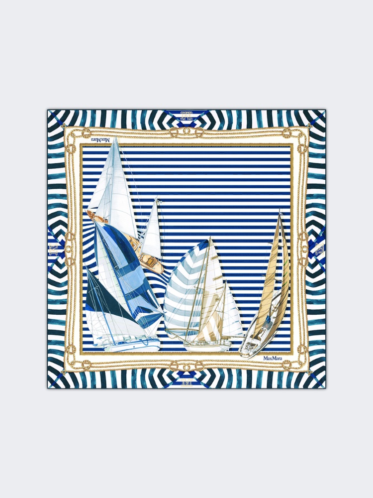 Printed silk foulard - ULTRAMARINE
