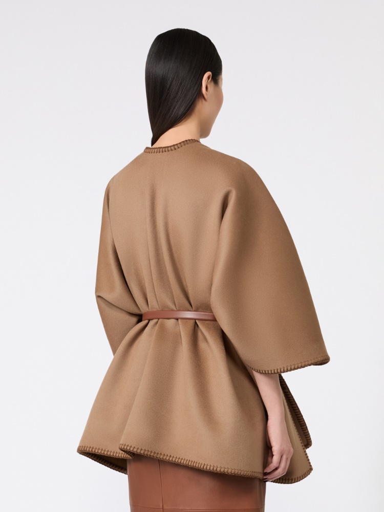 Double wool broadcloth cloak - CAMEL - 3