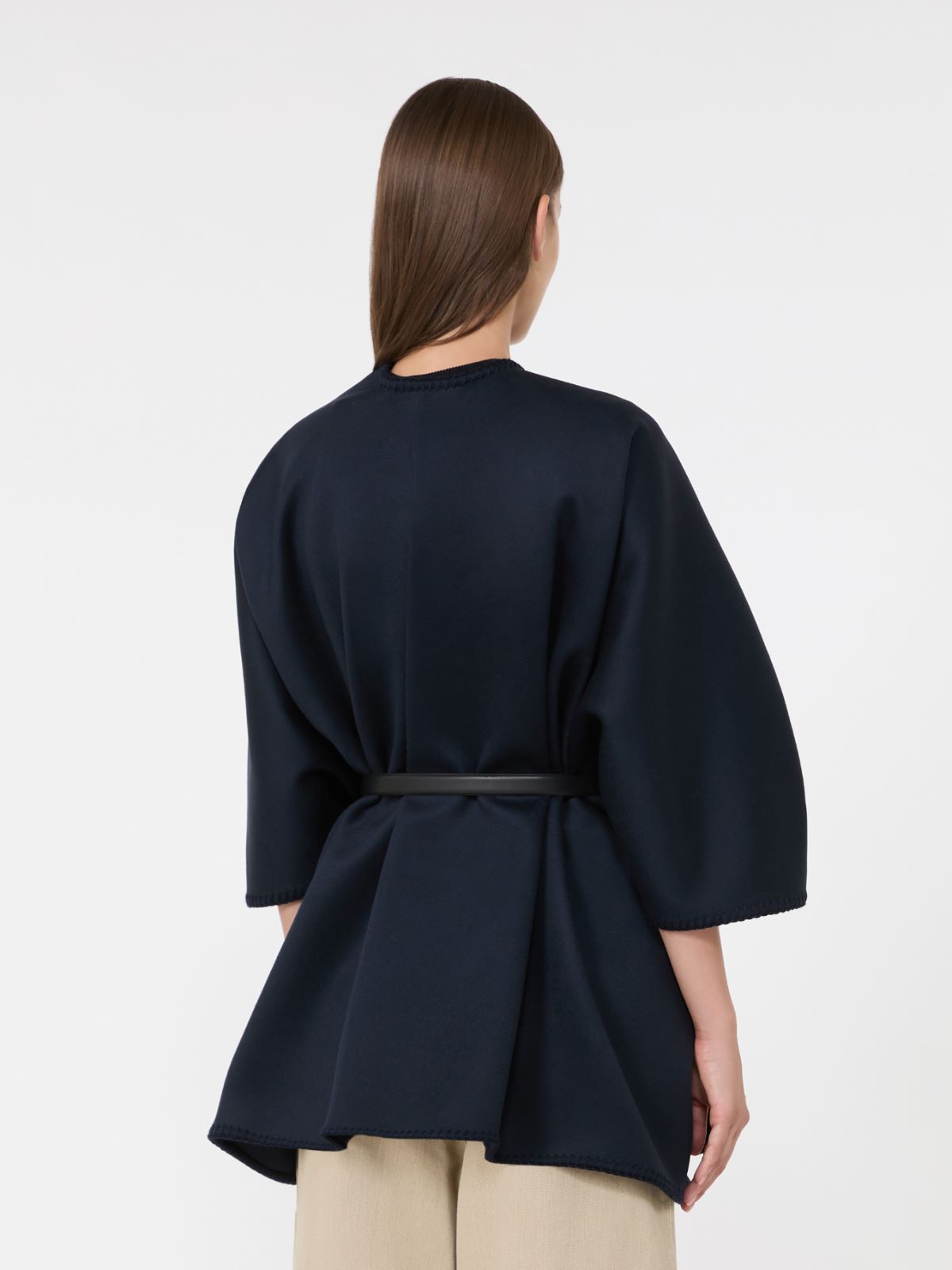Double wool broadcloth cloak - MIDNIGHTBLUE - Max Mara - 3