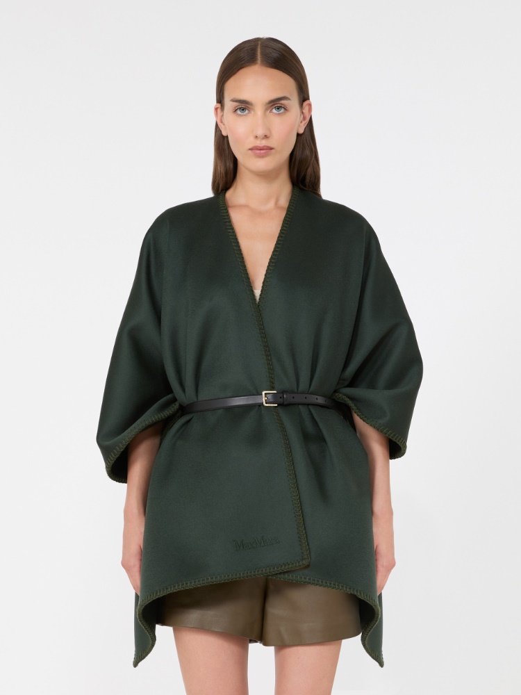 Double wool broadcloth cloak - MOSS GREEN - Max Mara - 2
