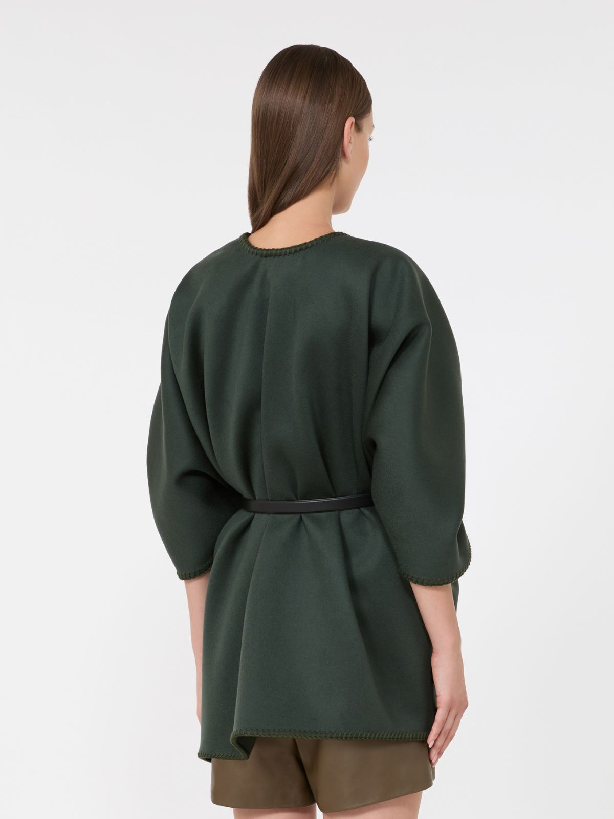 Double wool broadcloth cloak - MOSS GREEN - Max Mara - 3