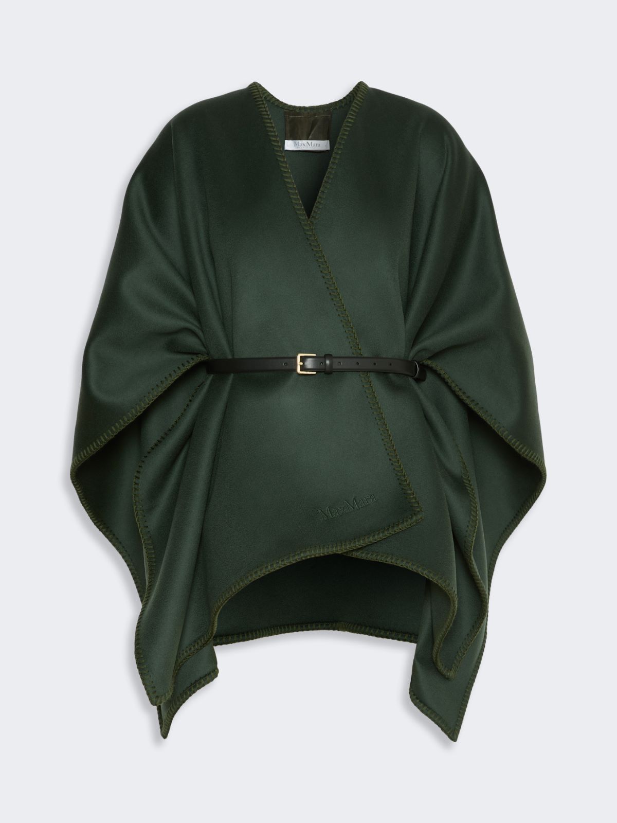 Double wool broadcloth cloak - MOSS GREEN - Max Mara - 5