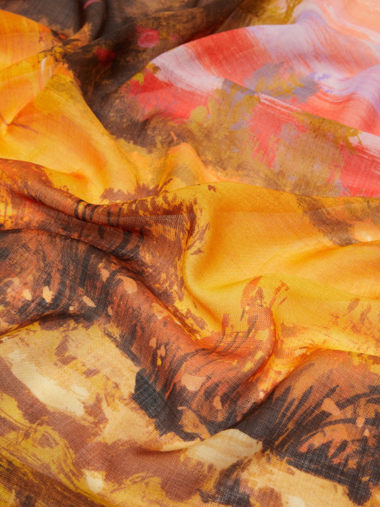 Wool and silk shawl - DARK BROWN - 3