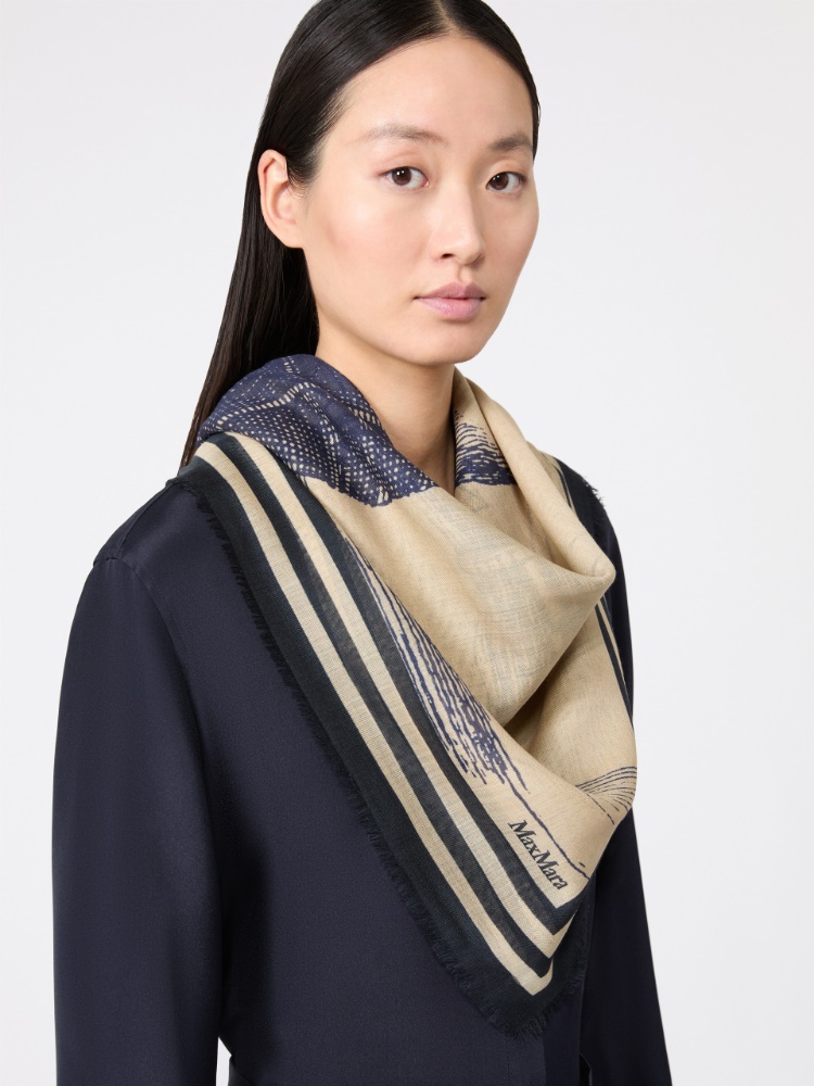 Wool and silk shawl - NATURAL - 4