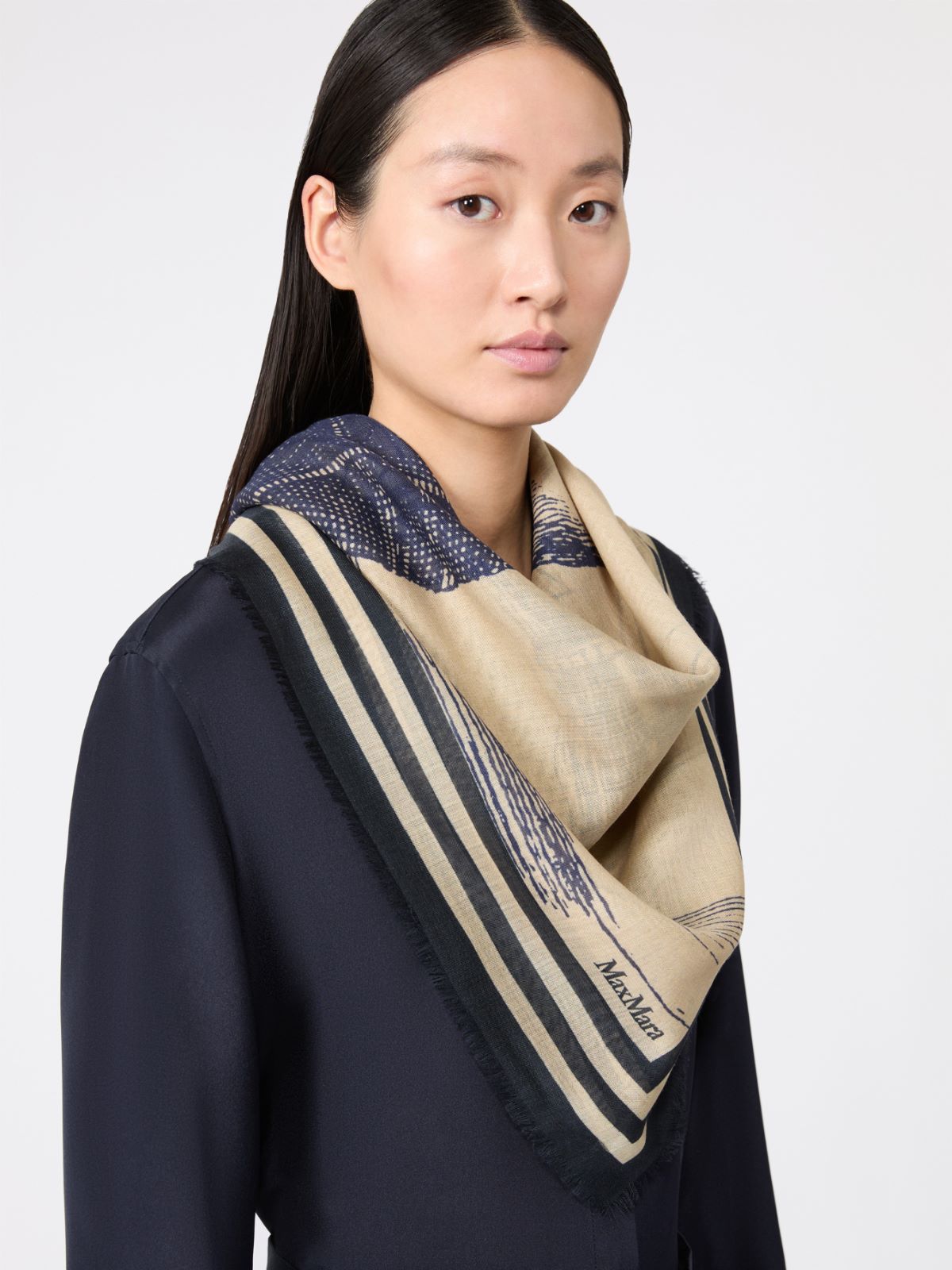 Wool and silk shawl - NATURAL